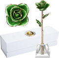 AliveRose 24k Gold Rose, Long Stem Rose Made from Real Gold Rose for Anniversary Valentines Mothers Day Birthday(Mint Green with Crystal Vase)
