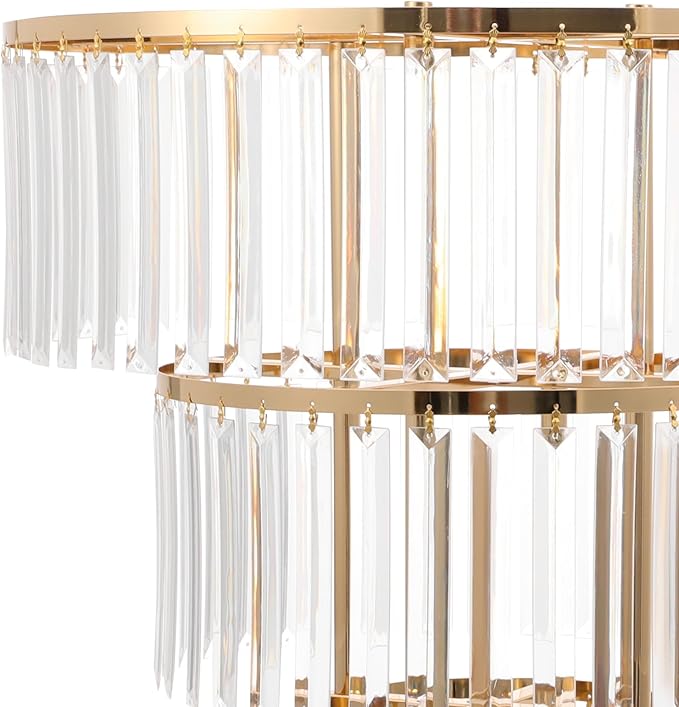 2PCS 3 Tiers Wedding Centerpieces Vase, 28.34” Tall Crystal Wedding Flower Stand, Round Chandelier Pedestal Stand for Wedding Road Lead T Stage Arrangement Decoration