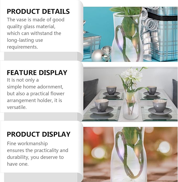 Transparent Iridescent Glass Vase Chic Floral Arrangement Decor for Desktop Flower Centerpieces Modern Simple Home Ornament