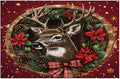 Xmas Christmas Reindeer Poinsettia Red Placemats Set of 4 PVC Vinyl Non Slip Table Mats Heat Resistant Place Mats Washable Wipeable Dining Table Mat for Kitchen Party Indoor Outdoor Decorative Gift