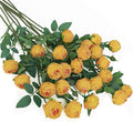 CHIAVE 8pcs 24 Flower Buds Artificial Vintage Roses Fake Silk Rose Flowers with Long Stem for DIY Bouquets Wedding Centerpiece Party Home Kitchen Shorp Decoration-Yellow