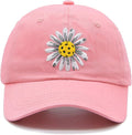 Waldeal Pickleball Hat for Women, Ajustable Embroidered Daisy Washed Denim Baseball Cap