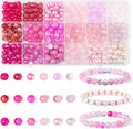 DUQGUHO 8mm Pink Beads for Jewelry Making Pink Glass Beads for Crafts Rose Glass Round Beads 16 Colors Beads for Bracelets, Necklaces & DIY Crafts 360PCS