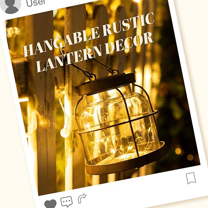 Vintage Farmhouse Lantern Decor LED Lighted Vase, Rustic Glass Vase with Artificial Flowers 4pcs Lavenders & Eucalyptus, Farmhouse Table Centerpiece for Floral Arrangements-Hidden Switch Lid