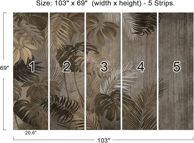 Cliouar-Turtle Backed Bamboo Plantain Leaf Plant Wall Mural Wallpaper for Bedroom Living Room 103" x 69" (Not Self Adhesive)