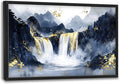 Extra Large Abstract Golden Waterfall Framed Wall Art for Living Room,Oversized Foggy Mountain Pictures Wall Decor,Canvas Print Painting Modern Artwork Bedroom Office Bathroom 36L x 24W
