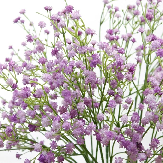 9 Pack Real Touch Artificial Baby's Breath Flowers - 21" Bendable Stems for Wedding Bouquets, Home Centerpieces & Outdoor Decor (Waterproof, Dustproof, Purple)