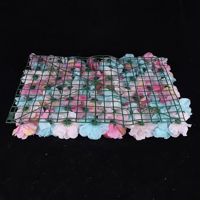 LOYALHEARTDY Artificial Flower Wall Panels 12 Pack 16 x 24 Flower Walls Mat Silk Rose Hydrangea Flower Panels for Backdrop Event Party Wedding Wall Decoration