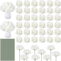 200 Pcs Flowers Long Stem Artificial Rose Bulk, 3.2 Inches Silk Rose Head Flowers Faux for Wedding Bridal Bouquet Independence Day Home Floral DIY Centerpieces Party Decoration(White)