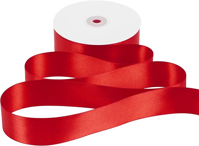 MEEDEE Red Satin Ribbon 1-1/2 Inch Red Ribbon Lux Double Faced Satin Ribbons by 50 Yards Polyester Satin Ribbons for Crafts, DIY Crafts, Weddings, Flower Bouquet, Holiday Decorating