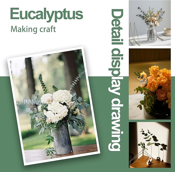 (20Pcs) Dried Eucalyptus Stems - Red, Real Long Eucalyptus, Dried Flowers for Vase, 17" Floral Arrangement, Wedding (Blue)