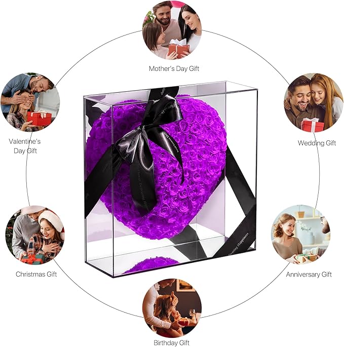 JoyFlower About 140pcs Preserved Roses Gift, Real Purple Eternal Roses for Mom, Long Lasting Forever Flowers with Gift Box for Women Girlfriend Wife Her in Valentines Mother's Day Birthday Anniversary