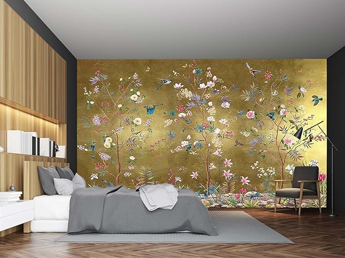 Wall Mural 3D Wallpaper - Flowers and Birds Design, 158"x110" (Not Self-Adhesive)