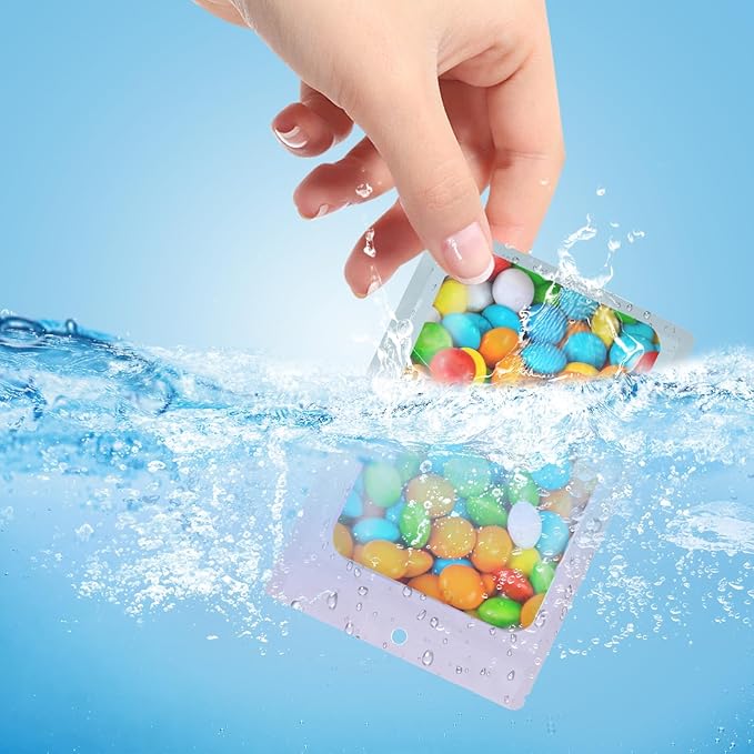 400 Pack 4 Size Bags with Clear Window,Scratch Resistant Hand Holographic Packaging Pouch,Resealable Bag for Small Bussiness Cookies Jewelry Candy Sample (Holographic, 2.4×3.9,3x4.7,4×7,5.5×7.9 inch)