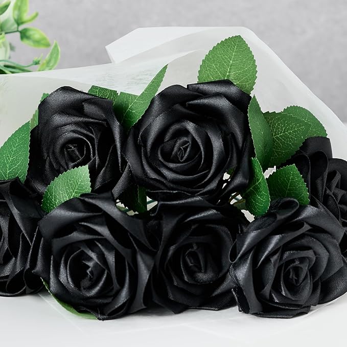 1-1/2 Inch Wide Black Satin Ribbon, 50 Yards Solid Polyester Fabric Ribbon for Roses Making, Gift Wrapping, Christmas, Wedding Decorations, Crafts, Bows