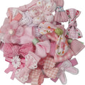 Chenkou Craft Mix Bulk Pink Random 20pcs Fabric Ribbon Flowers Bows Craft Wedding Ornament Appliques (Pink)