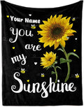 Jekeno Personalized Sunflower Blanket Custom Throw Blanket with Your Name Soft Warm Lightweight for Adults Women Gift 60"x80"