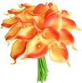Mandy's PU Sunset Calla Lily Artificial Flowers 20 Stems 13.5in Faux Realistic Centerpiece for Thanksgiving and Christmas Decorations DIY Bridal Bouquet Home Décor