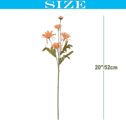 12pcs Gerbera Daisy Artificial Flowers 20 Inch Long Stem Artificial Daisy Mums for Home Décor Centerpiece Wedding Bridal Bouquet DIY(Deep Champagne)
