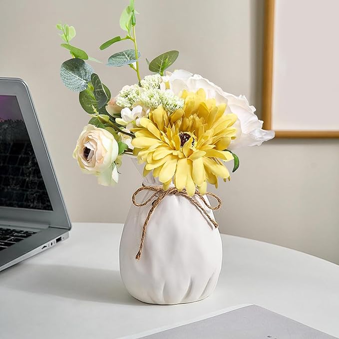 Zerzsy 4pcs Peonies Artificial Flowers, Champagne ArtificialPeony, Silk Faux Flower Fake Yellow Peonies Artificial Flowers Peonies Bouquet for Centerpiece Table Wedding Party Home Decor