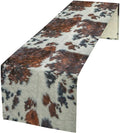 Cow Print Table Runner, Brown Cowhide Print Western Style Table Runner Country Farmhouse Cottage Cow Patten Table Decoration for Home Kitchen Dining, 13x108 in