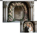 7x5ft Vintage White Pink Floral Backdrop Retro Palace Wall Flowers Arch Photography Background for Wedding Mothers Day Valentines Day Bridal Birthday Princess Couples Women Portraits