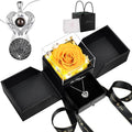 FIACO Gifts for Women Preserved Real Roses with I Love You Necklace Fresh Forever Flowers Birthday Gifts for Mom Grandma Wife Girlfriend on Anniversary Christmas Valentines Romantic Gift