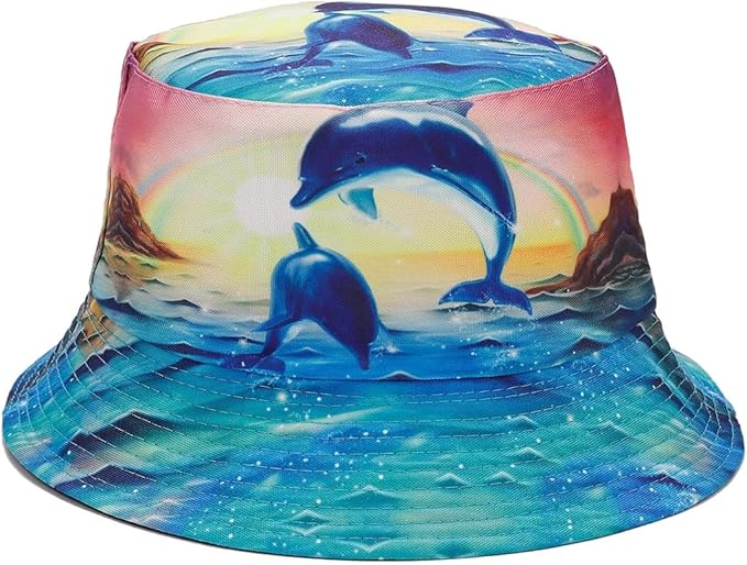 Quanhaigou Bucket Hat for Men Women,Packable Reversible Printed Sun Hats,Fisherman Outdoor Summer Travel Hiking Beach Caps