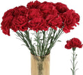 Carnations Artificial Flowers 15PCS 21.25in Velvet Fake Carnations Flowers for Wedding Home Table Centerpieces Floral Arrangements(Retro Red)