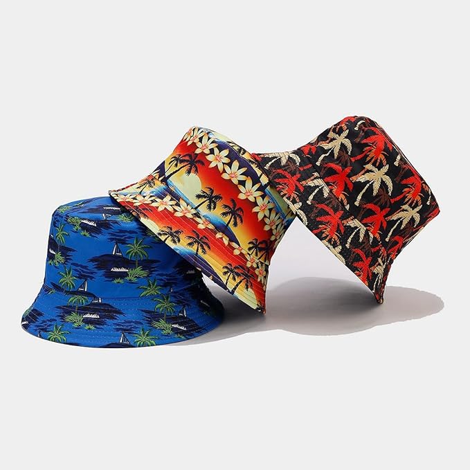 Quanhaigou Bucket Hat for Men Women,Packable Reversible Printed Sun Hats,Fisherman Outdoor Summer Travel Hiking Beach Caps