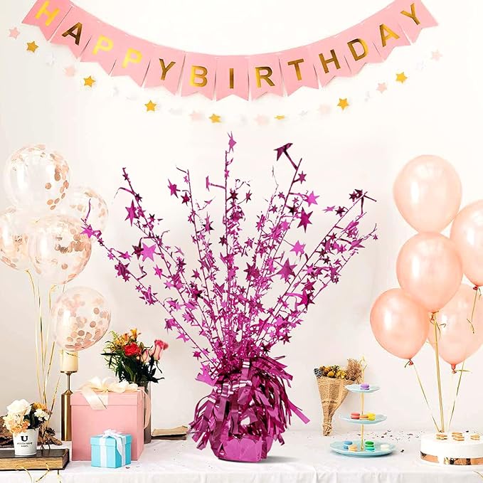 ALISSAR 4-Pack Glitter Pink Star Centerpieces-Table Decorations for Home Decor Birthday Wedding Anniversary Decor (Pink)