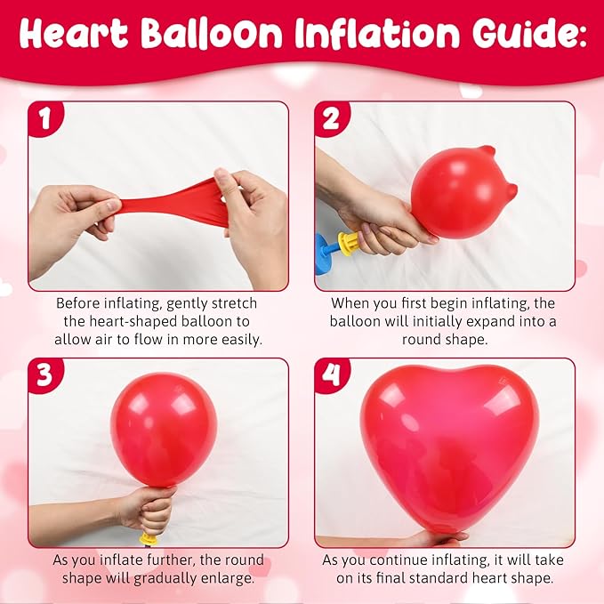 Valentines Day Balloon Arch Garland Kit, Red Pink White Heart Shaped Confetti Latex Balloon with Love Heart Foil Balloons for Happy Valentine Galentines Wedding Anniversary Birthday Party Decorations