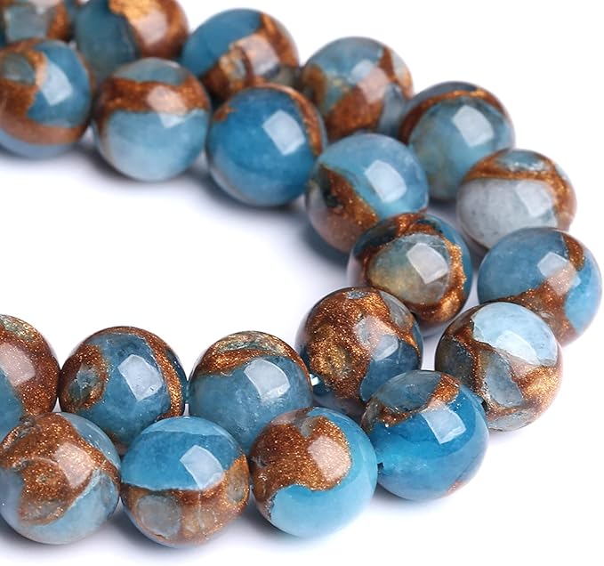 10MM 36PCS Lake Blue Cloisonne Craft Spacer Loose Beads for Jewelry Making DIY Bracelet
