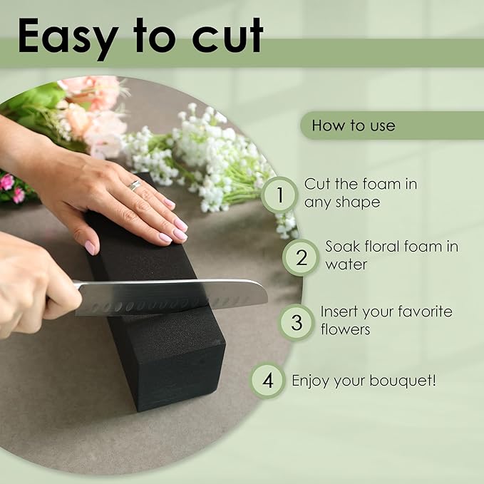 XCEL Floral Foam Blocks - Reusable, Weather Resistant Craft Foam - Perfect for Fresh & Artificial Flower Arrangements, Florist Foam, Planter Boxes, Home Decor & Florist Supplies 4pk 9x3x3