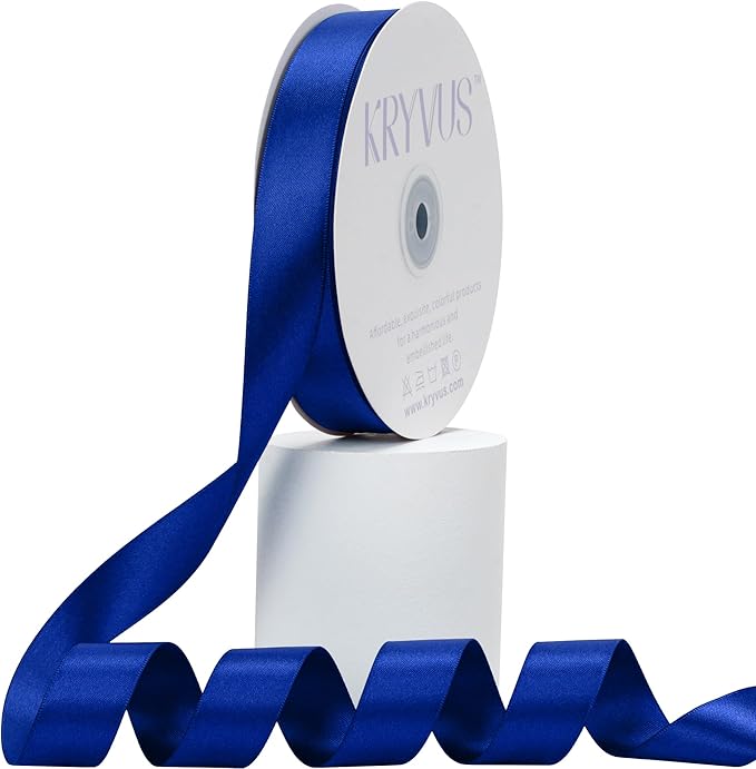 Royal Blue Satin Ribbon, Double Faced 7/8 Inch X 50 Yards, Premium Satin Ribbon for Gift Wrapping, Crafts, Hair Bow Making, Sewing, Flower Bouquet, Wedding Party Decor