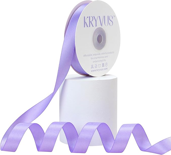 Lilac Satin Ribbon, Double Faced 5/8 Inch X 25 Yards Lilac Ribbon, Premium Satin Ribbon for Gift Wrapping, Crafts, Hair Bow Making, Sewing, Flower Bouquet, Wedding Party Decor