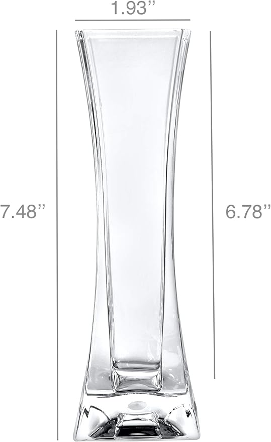 KLIFA- Small Acrylic Square Bud Vase, Shatterproof, High Transparency, Plastic Single Stem Vase, Clear, Hight 7.48 inch, 3 pc