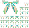 WRAPAHOLIC 24 Pcs Small Holographic Green Christmas Bows - Iridescent Green Twist Tie Bows for Christmas Tree, Wreath, Gift Wrapping, Wedding, Crafts, Home Decor - 3.5 x 3.5 inch