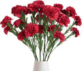 IPOPU Red Carnations Artificial Flowers 30 Heads 27.56in 6PCS Silk Carnations Flowers with Stems for Wedding Home Centerpieces Floral Arrangements(Red)