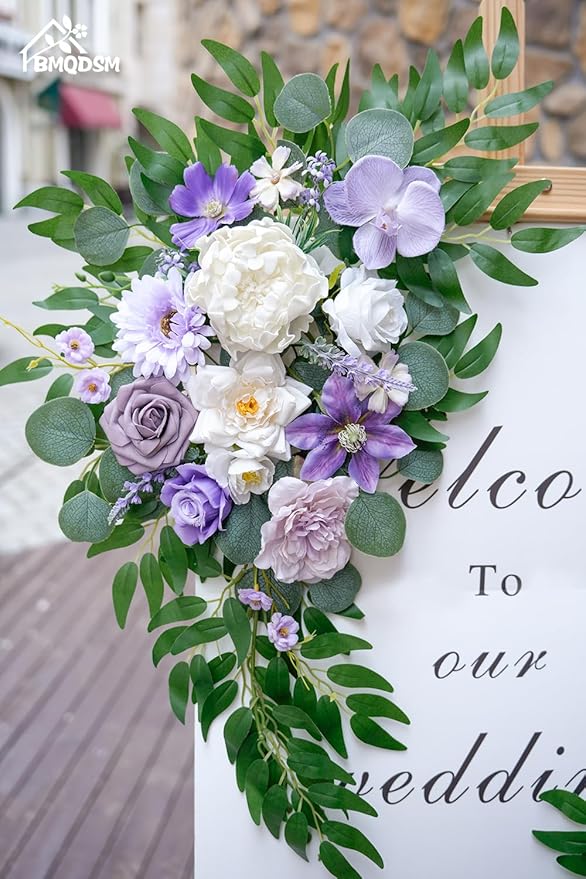 Artificial Wedding Arch Flowers Kit(Pack of 2) for Wedding Decor Ceremony and Reception Backdrop Decoration (Purple)
