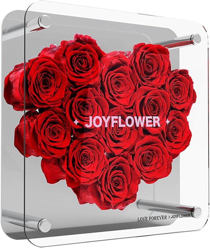JoyFlower Preserved Flowers for Her, Real Red Eternal Roses Birthday Gift with Elegant Gift Box Forever Flower for Girlfriend Wife Mom Women in Valentine's Mother's Day Wedding Anniversary Christmas