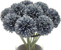 10Pcs Artificial Fake Flower Plants Silk Chrysanthemum Ball Hydrangea Arrangements Wedding Bouquets Decor Home Kitchen Garden Party Table Floral Centerpieces DIY (Gray)