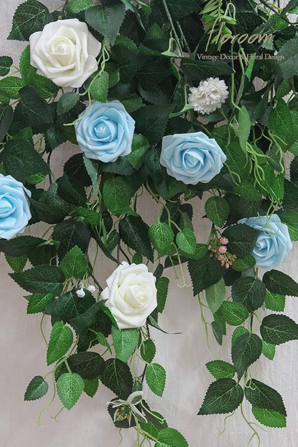 Floroom Artificial Flowers 25pcs Real Looking Ivory Foam Fake Roses with Stems for DIY Wedding Bouquets White Bridal Shower Centerpieces Arrangements Party Tables Decorations