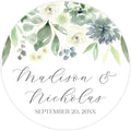 Personalized Floral Wedding Stickers with Your Choice of 30 Flower Styles - Choose Font and One of Five Pre-made Phrases or Add Custom Text (005 - Succulents)