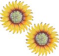 hogardeck Metal Sunflower Wall Decor - 2 Pcs 6'' Metal Flower Wall Art Outdoor Backyard Decorations Sunflower Kitchen Bathroom Decor Hanging for Indoor, Outdoor, Living Room, Bedroom