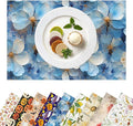 Placemats Set of 4 Waterproof Oilproof Table Mats Hydrangea Pattern Washable Wipeable Heat Resistant Easy to Clean for Indoor Outdoor Party Kitchen Dining Table Decoration 12 * 18in