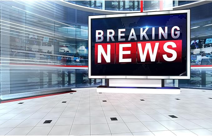 Breaking News Backdrop TV News Broadcast Hall Studio Background News Room Broadcasting Photography Background Program Record News Report Business Newsman Backdrop Kids Portrait Photo Props 10x6.5ft