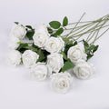12 Pcs Artificial Rose Flowers, Silk Roses with Long Stems, Realistic Fake Roses for Wedding Centerpiece Party Home and Office DIY Decor, White