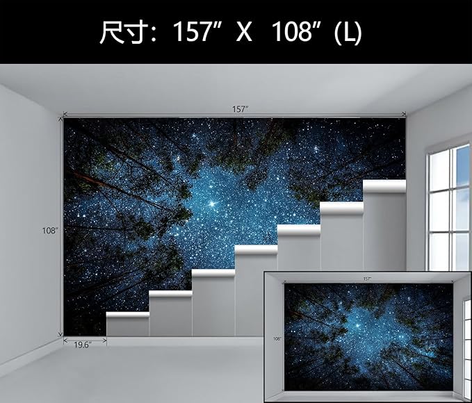 WFBHUA-Forest Night Sky Ceiling Wallpaper Mural Peel and Stick Living Room Bedroom 157“x108