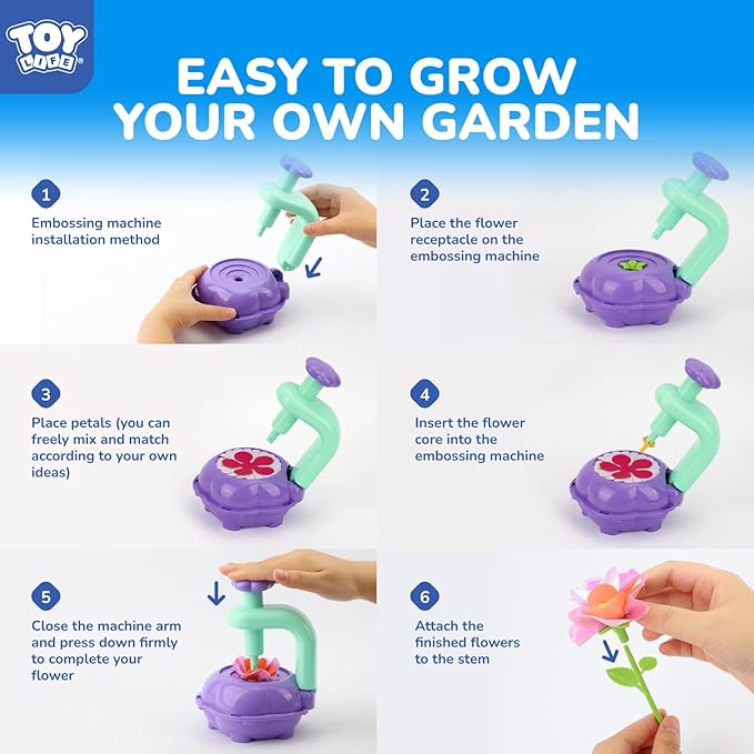 TOY Life Crafts for 3 4 5 6 7 8 Year Old Girls - DIY Fabric Flowers Bouquet Craft Kit for Kids – Art and Craft Kits for Kids Ages 4-8 | Educational Birthday Gifts for 3 4 5 6 7 8 Years Old Girls